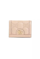Gucci GG Matelassé Card Case Wallet Pink Sand 723786