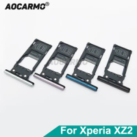 Aorcarmo For Sony Xperia XZ2 H8216 H8266 H8276 H8296 5.7" Single Dual Memory MicroSD Card Holder Reader Sim Tray Slot