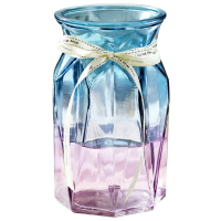 玻璃花瓶透明插花客廳歐式水培鉆石花瓶辦公水養綠蘿北歐干花擺件