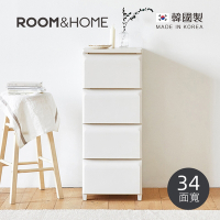 韓國ROOM&amp;HOME 韓國製34面寬四層抽屜收納櫃(木質天板)-DIY-多色可選