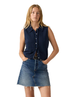 เสื้อสเวตเตอร์ผู้หญิง Women's Supersoft Mini Ruffle Vest Top Navy