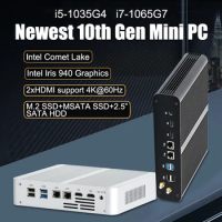 Mini PC Intel Core i7 10510U 10710U i5 8265U Mini Computer Nuc 2*DDR4 M.2+Msata+2.5''SATA 4K HTPC Nettop HDMI DP