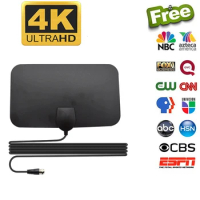 1080P 4K 13ft Cable 50 Miles Range TV Antenna Digital HD Antena Indoor HDTV 1080P 4K 13ft Cable DVB-T2 Local Channel Broadcast