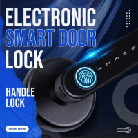 With Tuya APP Biometric Fingerprint Smart Door Lock Electronic Smart Lock Password Fingerprint Keyless Security Door Handle Lock