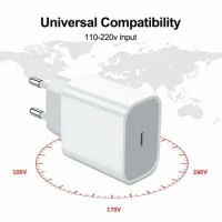 For iphonePD 20W USB Phone Charger Fast Charger for iPhone iPad Samsung OnePlus Wall Quick Charge Adapter TypeC Cable EU/US Plug