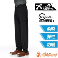 【荒野 WildLand】男 四向彈性抗UV貼袋褲.機能褲/S1388-54 黑