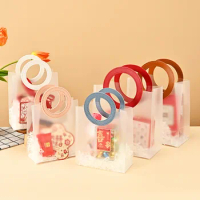 10pcs PVC plastic Handheld Packaging Bag transparent frosted handbag Christmas Eve wedding candy birthday gift bag