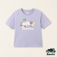 Roots女裝-海洋生活家 珊瑚貝殼海狸有機竹節棉短袖T恤-薰衣草紫