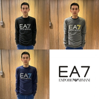 美國百分百【全新真品】Emporio Armani 長袖T恤 EA7 運動 T-shirt 大學T 黑色 AV68