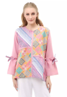 Hamlin Lynelle Blouse Batik Wanita Safeya Lengan Panjang Material Cotton ORIGINAL - Pink