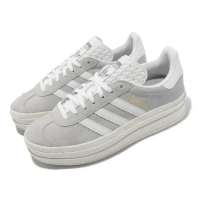 【adidas 愛迪達】休閒鞋 Gazelle Bold W 女鞋 灰 白 厚底 增高 拼接中底 三葉草 愛迪達(HQ6893)