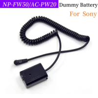 NP-FW NP FW50 Dummy Battery Spring Cable Male Connector 5521 DC Coupler AC-PW20 for Sony ZV-E10 A7S A7II NEX5 A7000 A6000 A55