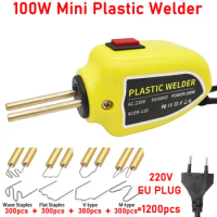 100W Plastic Welder Mini Portable Heat Gun Thermal Stapler Plastic Welder Car Bumper Electronic Welding Repair Tool Kit