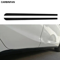 Carbon Fibre Film Sticker Car Side Door Skirt Stickers Body Waist line Decal Sticker Car Styling For Honda FIT/Jazz GK5 3rd GEN