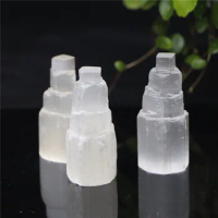 1pc Natural Selenite Gypsum Lamp Natural Reiki Gypsum Tower Crystal Ore Ornaments Craft Decor Home DIY Gifts Mineral Decor
