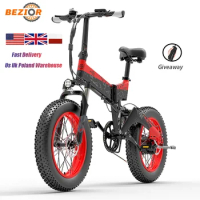 RU EU US UK Stock BEZIOR XF200 1000W Mountain Bike 48V 15Ah Folding 20 Inch Adults Fat Tire Off Road Electric Dirt Bicycle