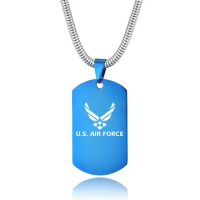 Fashion DIY Laser U.S. AIR FORCE Logo Custom Men's Tag Pendant Necklaces Stainless Steel Military Army Pendant Engrave Name