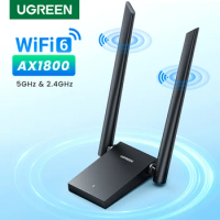 UGREEN WiFi Adapter AX1800 WiFi6 USB3.0 5G&amp;2.4G Dual-Antenna USB WiFi for PC Laptop Wifi Antenna USB Ethernet Receiver Network