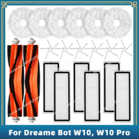เข้ากันได้สำหรับ Dreame Bot W10, W10 Pro หุ่นยนต์สูญญากาศอุปกรณ์อะไหล่หลักด้านข้างแปรง Hepa กรองซับแผ่นฝุ่นกล่อง