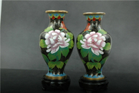 八十年代景泰藍掐絲琺瑯庫存老貨觀音瓶對花瓶工藝品擺件禮品