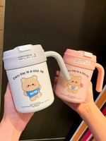 保溫咖啡杯隨行便攜ins風高顏值不銹鋼大肚杯帶蓋吸管杯馬克杯女