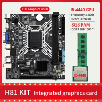 H81G Mainboard LGA 1150 with core I5-4440 processor DDR3 8GB * 1PCS 1600MHz=8GB PC RAM memory, support USB3.0 SATA3.0