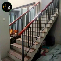 railing tangga  Besi minimalis pegangan kayu