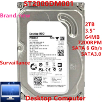 New Original HDD For Seagate Brand 2TB 3.5" SATA 6 Gb/s 64MB 7200RPM For Internal HDD For Desktop Computer HDD For ST2000DM001