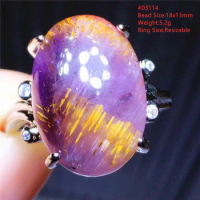 Natural Cacoxenite Auralite 23 Rutilated Adjustable Ring Red Auralite 23 Ring Oval Fashion Rare Healing AAAAA