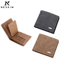 NESKIM Wallet For Men Short Bifold Wallet Pu Leather Man Wallet Multi-Card Slot Money Bag Dompet Lel