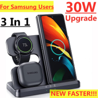 30W 3 In 1 Wireless Charger Stand สำหรับ Samsung Galaxy S22 S21 Ultra S20 Fast Charging Dock Station Watch5 Pro ผู้ถือ Buds2 Pro