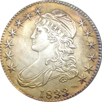 1833 United States 50 Cents ½ Dollar Liberty Eagle Capped Bust Half Dollar Cupronickel Plated Silver White Copy Coin