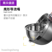 【現貨,熱銷】折疊瀝水籃304不銹鋼洗菜盆瀝水籃淘米雙層旋轉360度翻轉網紅果盤洗水果神器111