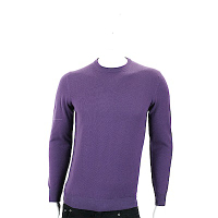 Andre Maurice 喀什米爾紫色圓領羅紋細節羊毛衫(男款)