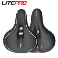 Litepro MTB Road Bike Shock Absorption Leather Sponge Saddle Folding Bicycle Waterproof Soft Large Area Cushion