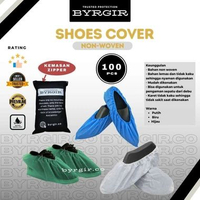 100pcs Shoe Shoes Cover Penutup Pelindung Sepatu Hijau Non Woven Spunbond Medis Sekali Pakai Biru