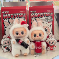 Kotak Buta Muka Vinil Siri Labubu Coca-Cola, Boneka Mewah Bergaya Macaroon, Rantai Kunci, Ketibaan B