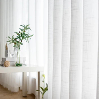 1pc Light-Transmitting Sheer Curtain with Cross Pattern for Living Room and Bedroom Decoration,Rod Pocket Gauze Curtain