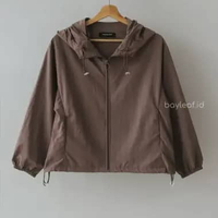 Bayleaf.id Owen Jacket Basic Polos / Jaket Parasut Olahraga Wanita M BROWN