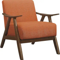 Lexicon Elle Accent Chair for Relaxing with Arm Rest, Wood, (Orange)