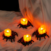 12pcs/set Spider Candles Lights, LED Flameless Candles Light Battery Candles Light Drop tear LED tealight for Party Halloween Ch