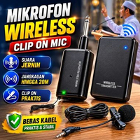 Mikrofon Wireless FM Clip On Mic Imam Masjid Pidato Presentasi Wireless Transmitter Receiver Jack 6.