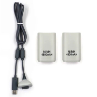 8set/lot 2PCS 4800mah Ni-MH Rechargeable Battery Pack + USB Cable for XBOX360 XBOX 360 Wireless Gamepad Controller Batteries
