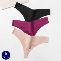TrowBridge 6PCS/Set Women's Panties Seamless Female Thongs Soft Silk Satin Underwear Sexy Lingerie Fashion Cozy Sports G-Strings