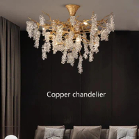 Modern French Bedroom Crystals Chandelier Lighting Ceiling Lamp copper Led pendant Lights living room restaurant lighting 2023