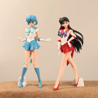 Kawaii Sailor Moon Figure 22CM Sailor Mars Sailor Mercury Cute Cartoon Action Figures Hand Made Dolls Model Ornaments Toys Gifts