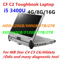 For Panasonic CF-C2 TOUGHBOOK Used CF C2 i5 3400U 4GB/8GB/16GB RAM HDD/SSD Diagnostic Laptop for Alldata MB Star C4 C5 tool