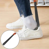 Long Handle Faux Leather Shoe Horn Stylish Stainless Steel Lifter for Men Women Kids Elderly Ideal Shoe Accessory for Boots