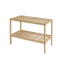 【TrueLife】松木置物架-大(魚骨架 收納架 雙層實木架 床邊收納 沙發邊桌)