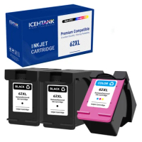 Icehtank Remanufactured 62XL For HP 62 Refilled Ink Cartridge For HP62 XL Officejet 5740 5741 5742 5743 5745 5744 5746 Printer